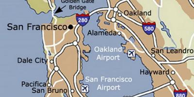 Carte de l'aéroport de San Francisco et ses environs