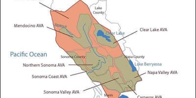 Carte de la côte de la californie au nord de San Francisco