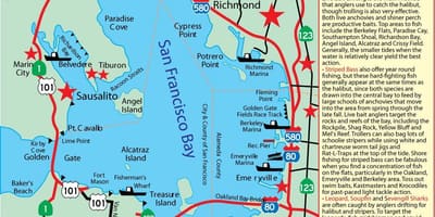 Carte de la baie de San Francisco pêche 