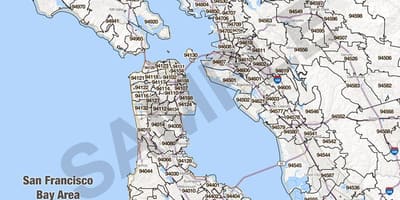 La région de la baie de la zone de code de la carte