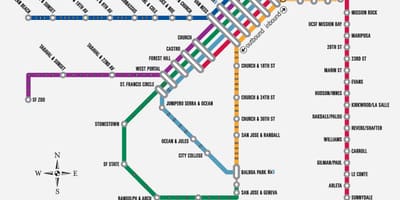 SF muni plan du métro