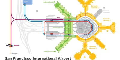 L'aéroport de San Francisco de location de voiture de carte