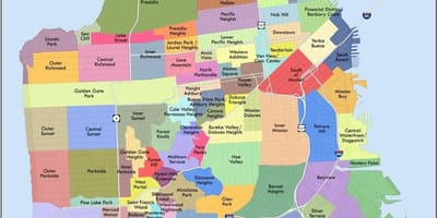 San Francisco bay area, quartier de la carte