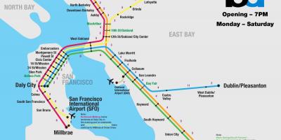 Bart système de San Francisco carte