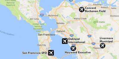 Les aéroports à proximité de San Francisco carte