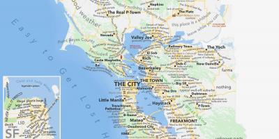 San Francisco bay area, carte de la californie