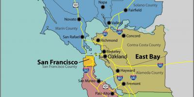 La baie de San Francisco sur une carte