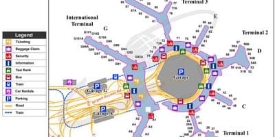 San Fran carte de l'aéroport