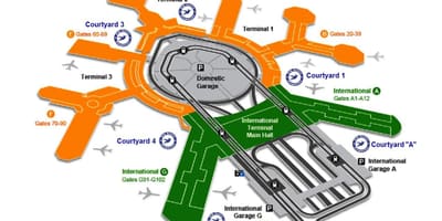 SFO des arrivées du terminal international de la carte